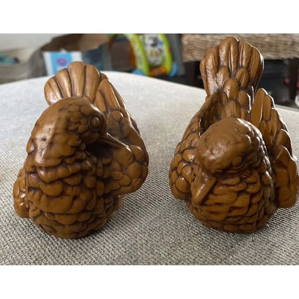 Pair Of‎ Vintage Ceramic Mourning Doves, Turtle Doves Brown